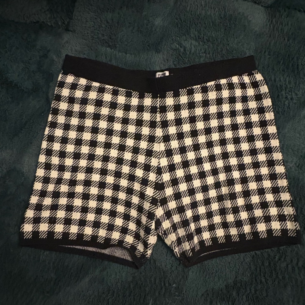 Checkered Black and White Women's Biker Shorts